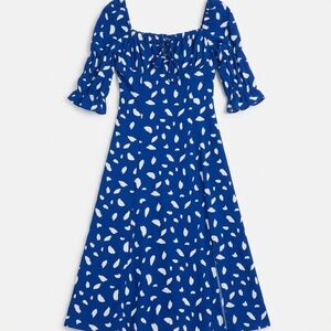 o.p.t. Blue & White Abstract Print Midi Dress – Romantic Cottagecore Vibes! 💙✨